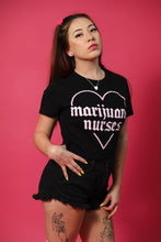 Load image into Gallery viewer, MARIJUANA NURSES&lt;/br&gt;*NEW* HEART CROP TEE (BLACK)
